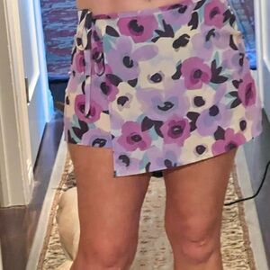 Luna Chix Luna Chix Floral Wrap Skirt Skorts Purple Size 6